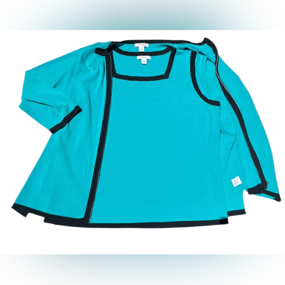 Dress Barn Teal Black Trim 2 piece Top